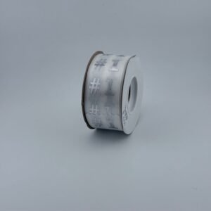 Ribbon - #9 Printed Ribbon  - #1 - 1 3/8"x25yds - White / Silver