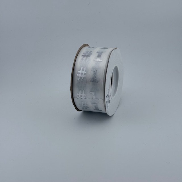 Ribbon - #9 Printed Ribbon - #1 - 1 3/8"x25yds - White / Silver