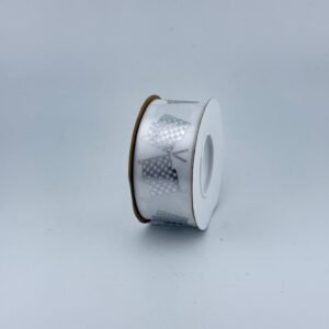 Ribbon - #9 Printed Ribbon  - Checker Flag - 1 3/8"x25yds - White / Silver