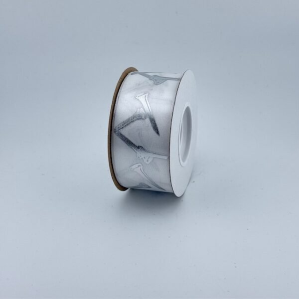 Ribbon - #9 Printed Ribbon  - Golf Tee - 1 3/8"x25yds - White / Silver