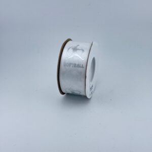 Ribbon - #9 Printed Ribbon  -  Softball - 1 3/8"x25yds - White / Silver