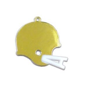 Trinket - Football Helmet Charm Flat 1.5 " - (24pc) - White / Gold