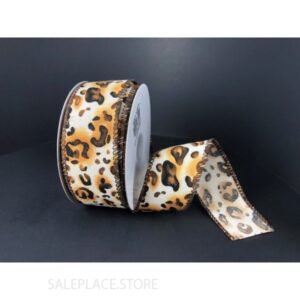 Ribbon - Cheetah - #9 - 10 yards - Cream/Brown
