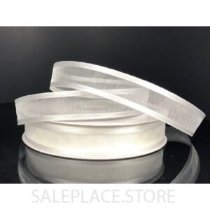 Sheer W/ Satin Edge #3 25 Yds - Sheer W/ Satin Edge #3-25 Yds - White/White