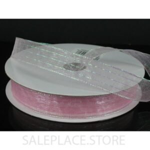Sheer W/ Metallic Stripes #5 - White Sheer W/ Metallic Stripes-50 Yds-#3 - Pink