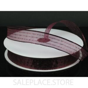 Sheer W/ Metallic Stripes #7 - White Sheer W/ Metallic Stripes-50 Yds-#3 - Burgundy