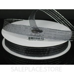 Sheer W/ Metallic Stripes #3 - White Sheer W/ Metallic Stripes-50 Yds-#3 - Black/Silver