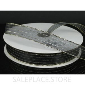 Sheer W/ Metallic Stripes #6 - White Sheer W/ Metallic Stripes-50 Yds-#3 - Black/Gold