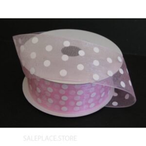 Ribbon Organza Polka Dots- #9 - 1.5 inch - 25 Yards - Baby Pink
