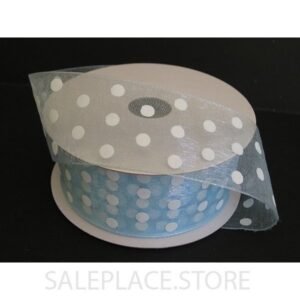Ribbon Organza Polka Dots- #9 - 1.5 inch - 25 Yards - Baby Blue