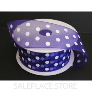 Ribbon Organza Polka Dots- #9 - 1.5 inch - 25 Yards - Purple