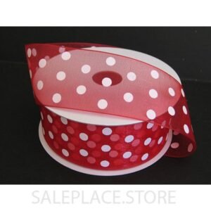 Ribbon Organza Polka Dots- #9 - 1.5 inch - 25 Yards - Red