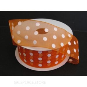 Ribbon Organza Polka Dots- #9 - 1.5 inch - 25 Yards - Orange