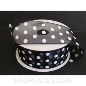 Ribbon Organza Polka Dots- #9 - 1.5 inch - 25 Yards - Black