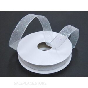 Sheer W/ Glitter #3 25 Yds - Sheer W/ Glitter -#3-25 Yds-Wired - White Iridescent