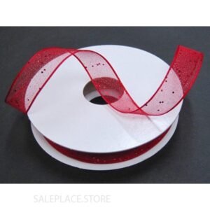 Sheer W/ Glitter #3 25 Yds - Sheer W/ Glitter -#3-25 Yds-Wired - Red