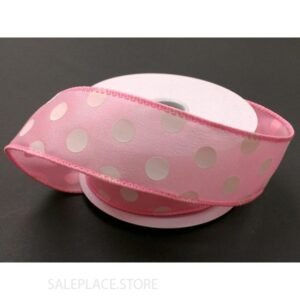 Dots #9 10 Yds - Dots On Satin-#9-10 Yds - Pink/White