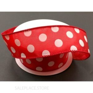 Dots #9 10 Yds - Dots On Satin-#9-10 Yds - Red/White
