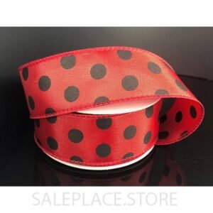 Dots #9 10 Yds - Dots On Satin-#9-10 Yds - Red/Black Dots