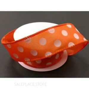 Dots #9 10 Yds - Dots On Satin-#9-10 Yds - Orange/White