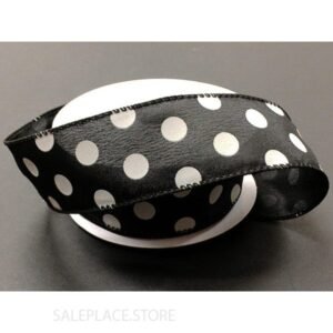 Dots #9 10 Yds - Dots On Satin-#9-10 Yds - Black/White Dots
