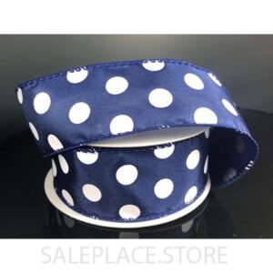 Dots #9 10 Yds - Dots On Satin-#9-10 Yds - Navy/White