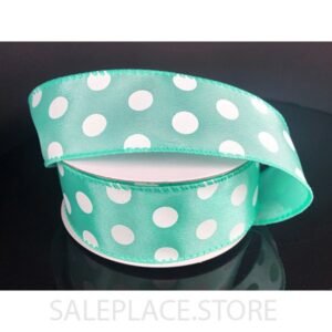 Dots #9 10 Yds - Dots On Satin-#9-10 Yds - Aqua/White