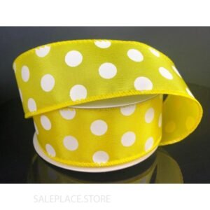 Dots #9 10 Yds - Dots On Satin-#9-10 Yds - Yellow/White