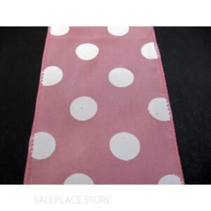 Dots #40 10 Yds - Dots On Satin-#40-10 Yds - Pink/White