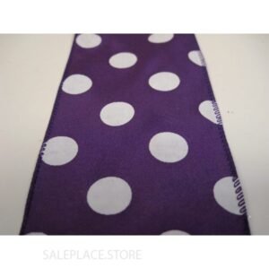 Dots #40 10 Yds - Dots On Satin-#40-10 Yds - Purple/White
