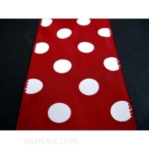 Dots #40 10 Yds - Dots On Satin-#40-10 Yds - Red/White