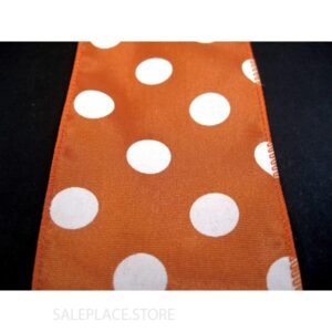 Dots #40 10 Yds - Dots On Satin-#40-10 Yds - Orange/White