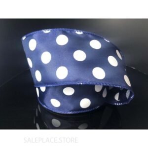 Dots #40 10 Yds - Dots On Satin-#40-10 Yds - Navy/White