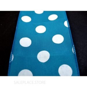 Dots #40 10 Yds - Dots On Satin-#40-10 Yds - Turqouise/White