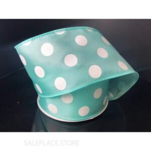 Dots #40 10 Yds - Dots On Satin-#40-10 Yds - Aqua/White