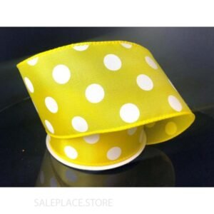 Dots #40 10 Yds - Dots On Satin-#40-10 Yds - Yellow/White