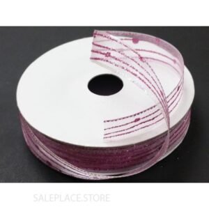 Sheer W/ Glitter Stripes #3 50 Yds - Sheer W/ Glitter Stripes-#3-50Yds - Pink