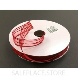 Sheer W/ Glitter Stripes #3 50 Yds - Sheer W/ Glitter Stripes-#3-50Yds - Red
