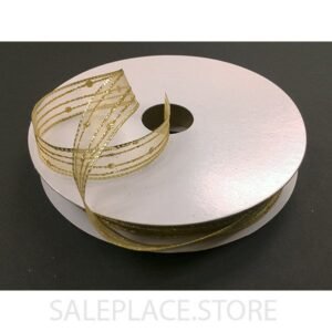 Sheer W/ Glitter Stripes #3 50 Yds - Sheer W/ Glitter Stripes-#3-50Yds - Gold