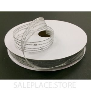 Sheer W/ Glitter Stripes #3 50 Yds - Sheer W/ Glitter Stripes-#3-50Yds - Silver