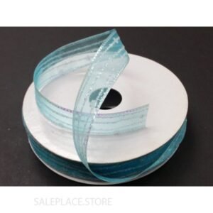 Sheer W/ Glitter Stripes #3 50 Yds - Sheer W/ Glitter Stripes-#3-50Yds - Blue/Aqua