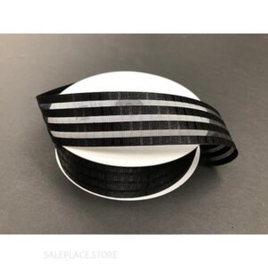 Satin/Sheer Cabana Stripes-#9-50 Yds - Black