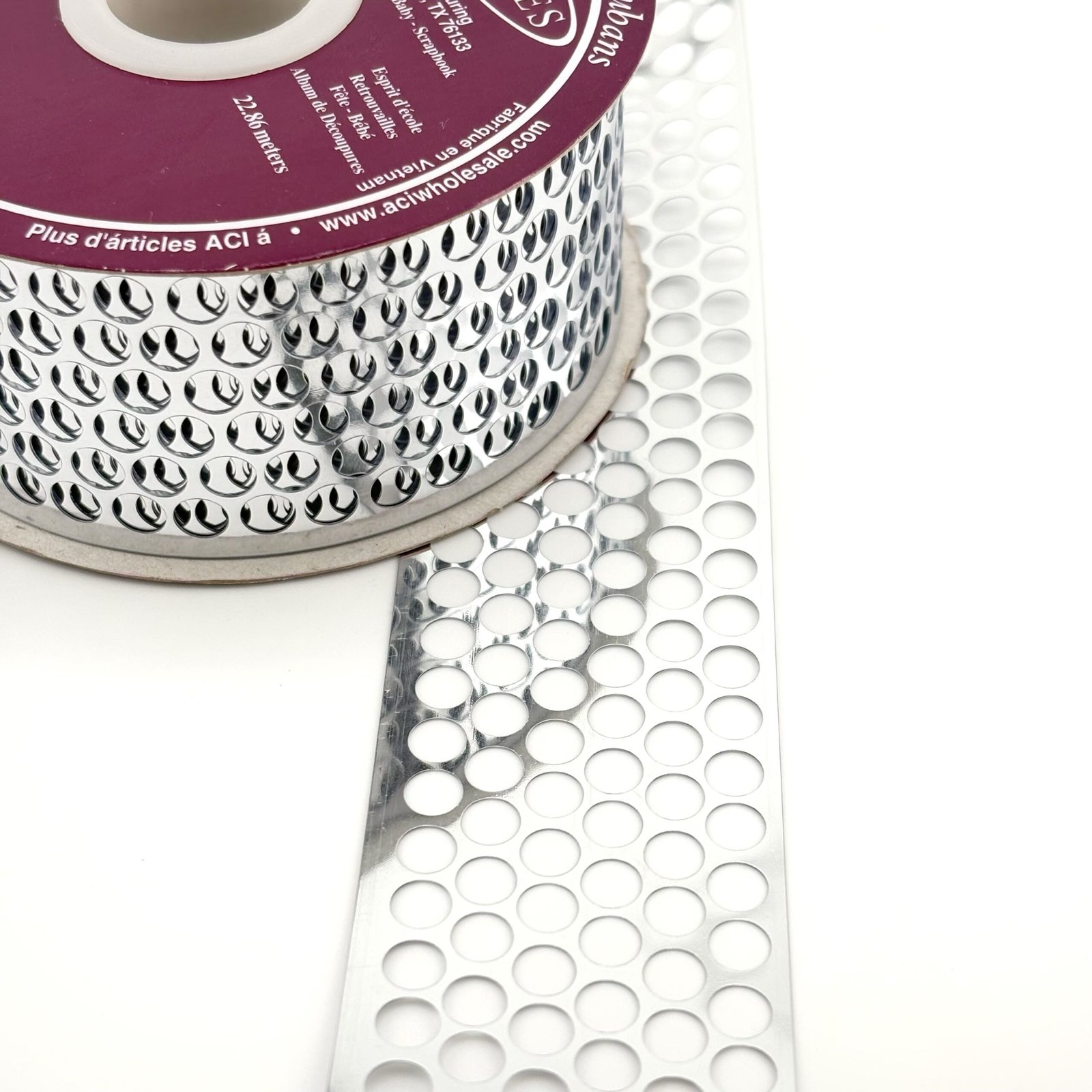 Ribbon - Metallic - Honeycomb / Punchinella #9 -1 5/8" x 25 yds - Metallic Silver - Image 3