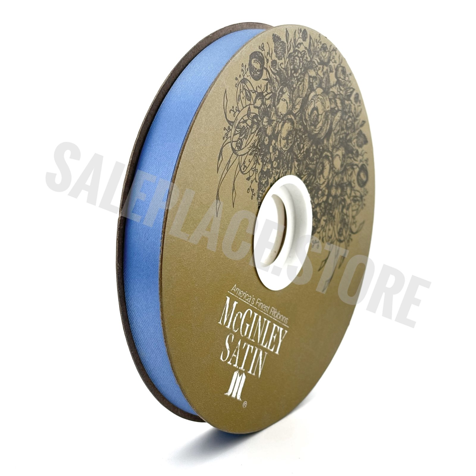 Satin Lustre Homecoming mum ribbon Columbia Blue #3