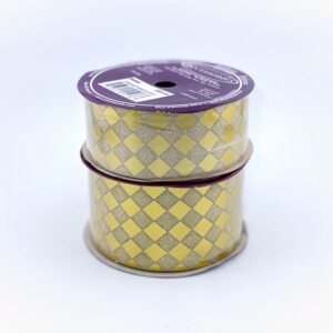 Ribbon - Diamond Dust Pattern - Dymondz (Diamond Dust Pattern ) #9 - 25 yds - Metallic Gold