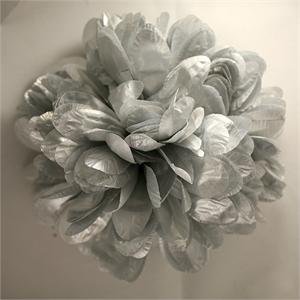 Flower - Mum - 3" Lame Football Mum (12 pc) - Metallic Silver
