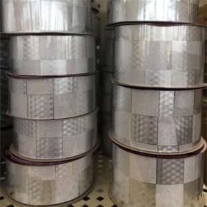 Ribbon - Metallic - Diamondz - Checkerboard (Diamond Dust Pattern ) #16 - 25 yds - Metallic Silver