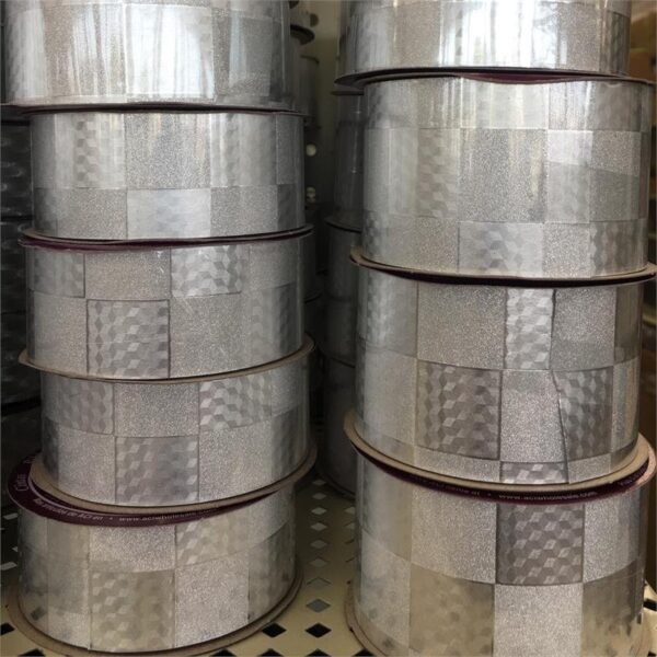 Ribbon - Metallic - Diamondz - Checkerboard (Diamond Dust Pattern ) #16 - 25 yds - Metallic Silver