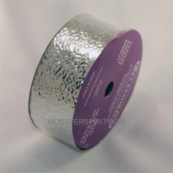 Ribbon - Glitter #9 - 1 5/16 inch - 25 yards - Metallic Silver