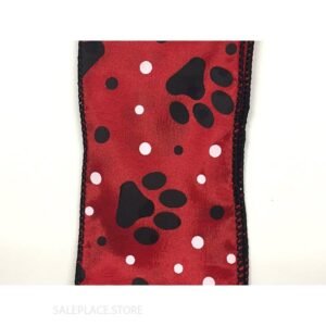 College/School Stripes 10Y - Paw Print-#40-10 Yds - Red/Black